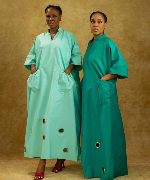 BLOOM Green Maxi Dress with Eyelet Details - FREE Delivery Nationwide, All Colors - Image 5