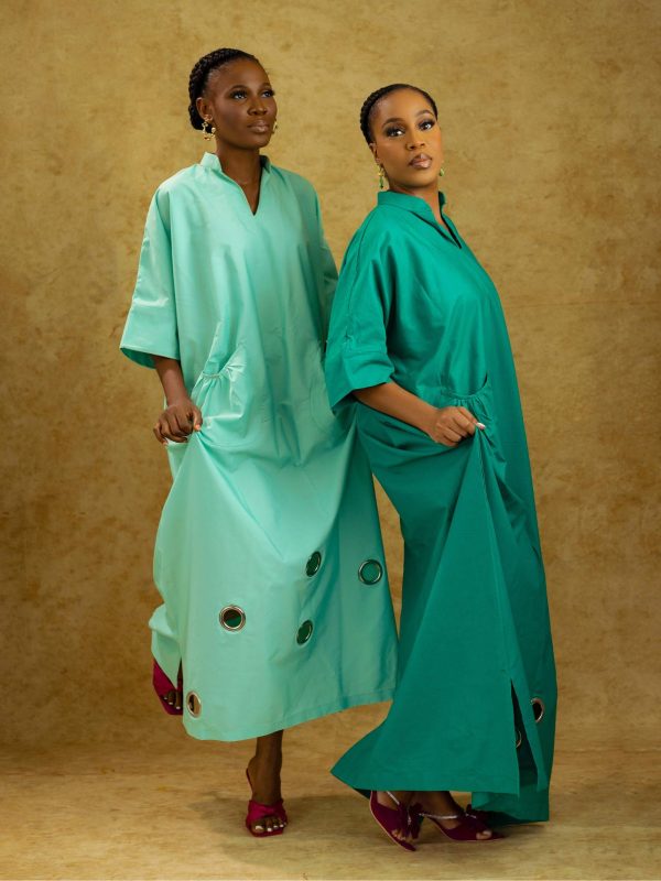 BLOOM Green Maxi Dress with Eyelet Details - Bojamiley Evolve Collection, All Colors - Image 3