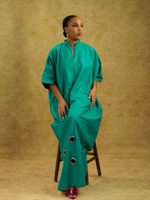 BLOOM Green Maxi Dress with Eyelet Details - Bojamiley Evolve Collection, All Colors