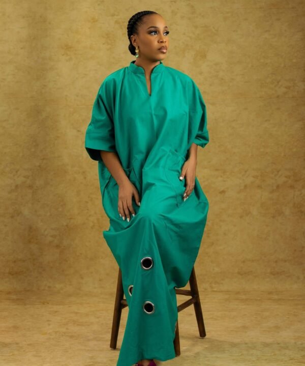 BLOOM Green Maxi Dress with Eyelet Details - FREE Delivery Nationwide, All Colors