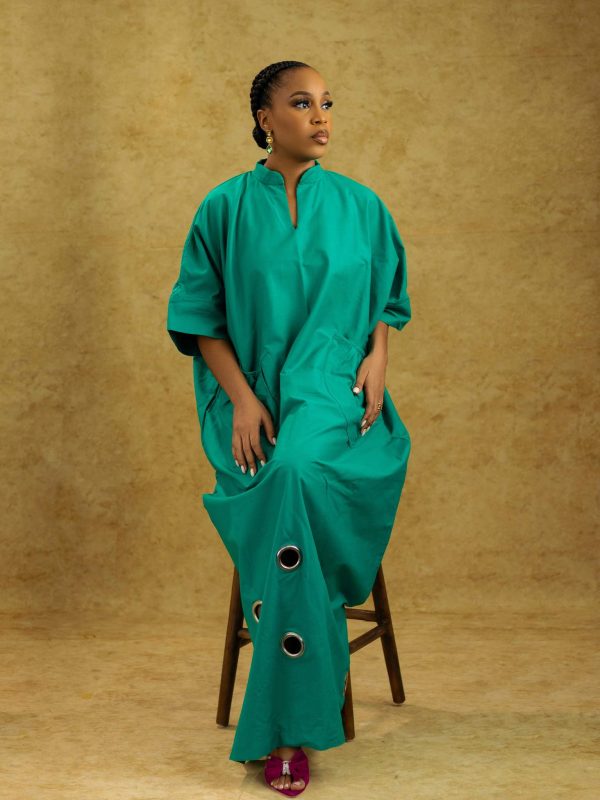 BLOOM Green Maxi Dress with Eyelet Details - Bojamiley Evolve Collection, All Colors