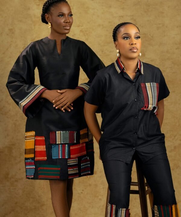 AYANMOIRE –  African-Inspired Outfits with Multicolor Aso-Oke Patchwork Detailing - Image 7