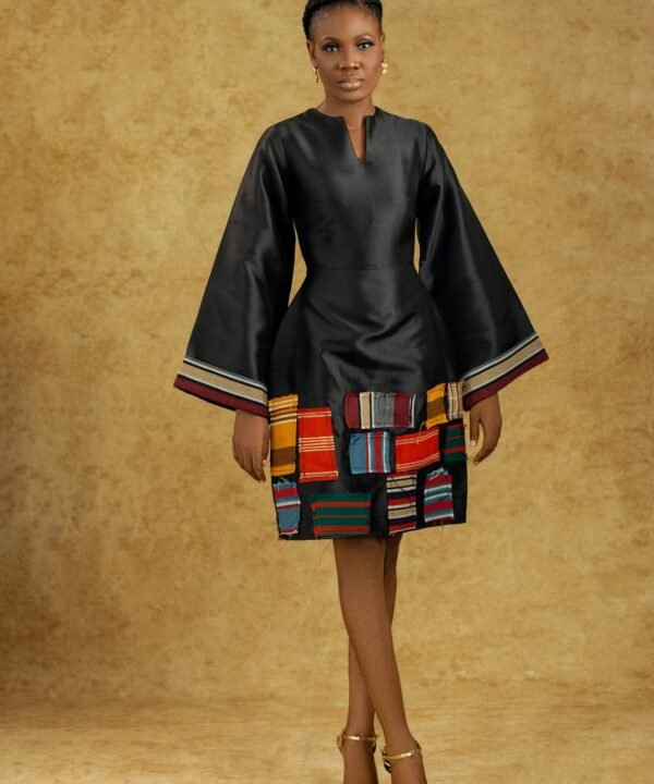 AYANMOIRE –  African-Inspired Outfits with Multicolor Aso-Oke Patchwork Detailing - Image 4