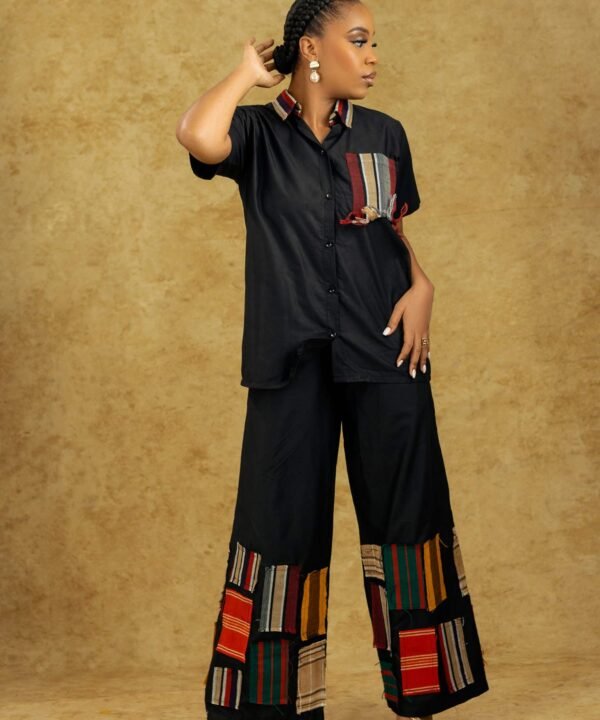 AYANMOIRE –  African-Inspired Outfits with Multicolor Aso-Oke Patchwork Detailing - Image 5