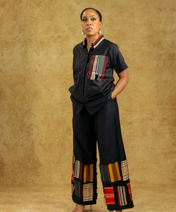 AYANMOIRE –  African-Inspired Outfits with Multicolor Aso-Oke Patchwork Detailing - Image 3