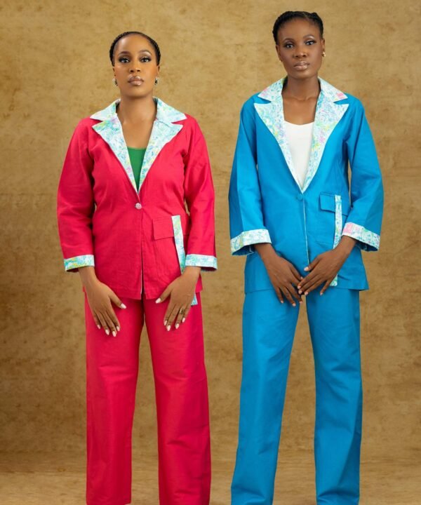 Fresh Vibe Set – Two-Piece Bold Color Blazer & Trousers with Printed Accents | Power Look for Women - Image 7