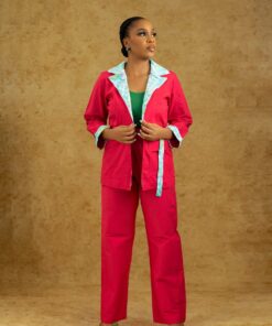 Alternative view of Fresh Vibe Set – Two-Piece Bold Color Blazer & Trousers with Printed Accents | Power Look for Women