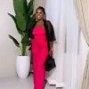 Breez Set – Women's Wide-Leg Pants & Black Mesh Kimono with Bodysuit | Elegant & Breathable Outfit