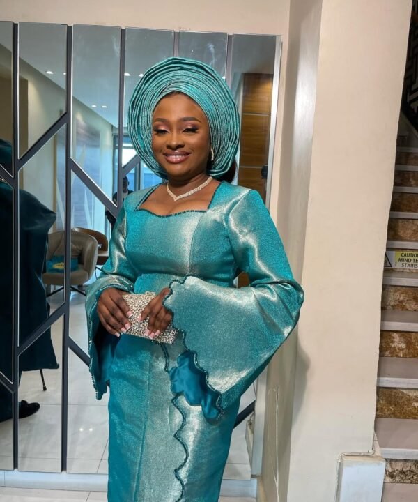 Elegant Aqua Blue Nigerian Aso Oke Traditional Attire for Women –  Yoruba Wedding & Special Occasion Outfit