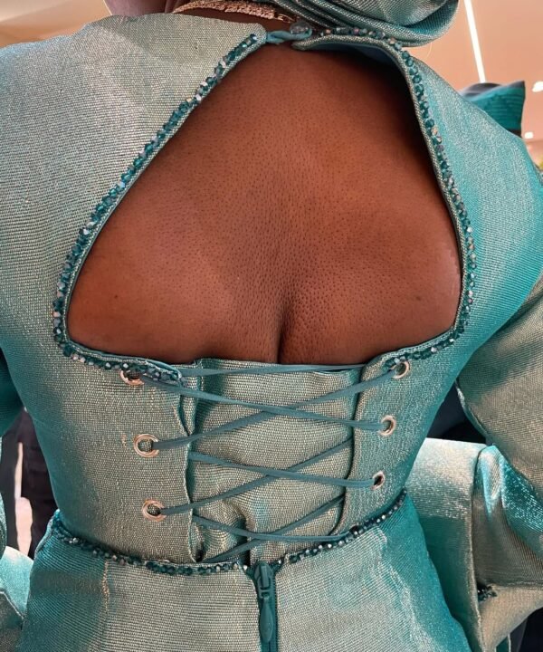 Elegant Aqua Blue Nigerian Aso Oke Traditional Attire for Women –  Yoruba Wedding & Special Occasion Outfit - Image 7