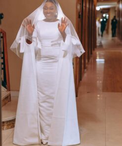 Alternative view of ADEOLA White African Wedding Dress with Veil & Train - All Sizes Available 2025
