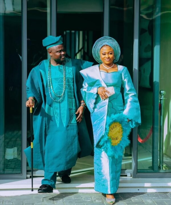 Elegant Aqua Blue Nigerian Aso Oke Traditional Attire for Women –  Yoruba Wedding & Special Occasion Outfit - Image 4