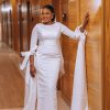 ADEOLA White African Wedding Dress with Veil & Train - All Sizes Available 2025