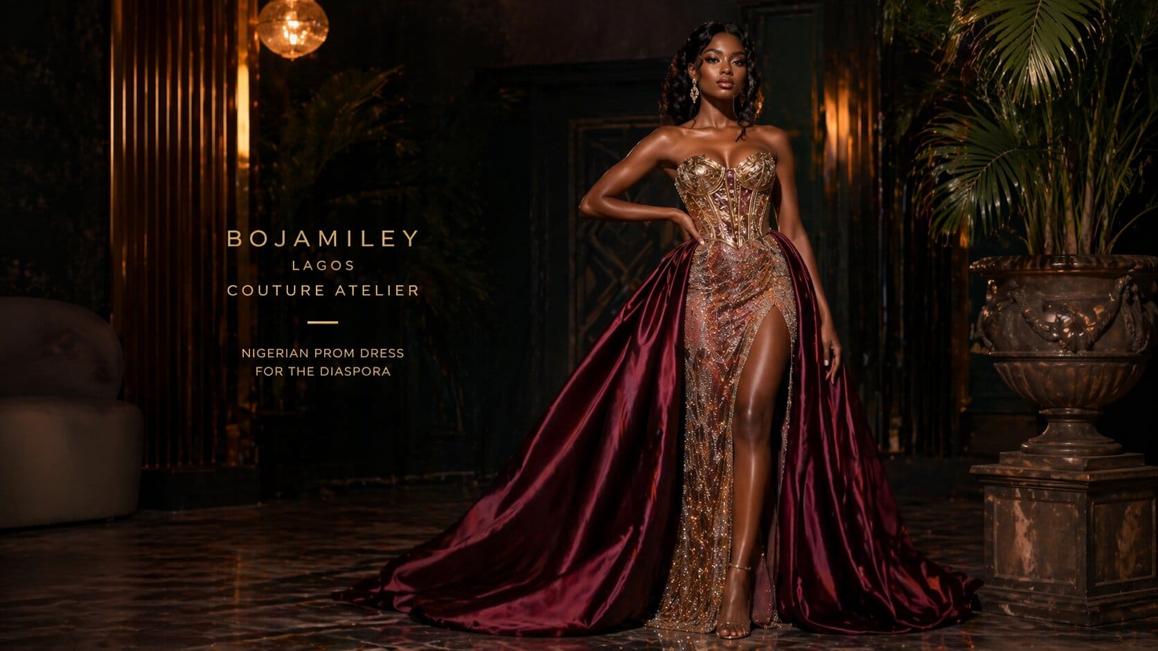 Nigerian prom dress for the diaspora by Bojamiley Lagos couture atelier