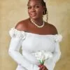 Elegant long sleeve white court wedding dress for women by Bojamiley featuring a modern minimalist civil bridal design perfect for registry and intimate weddings.