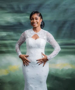 Alternative view of White Wedding Dress – Long Sleeve Mermaid Lace Bridal Gown