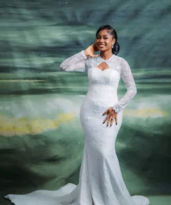 White Wedding Dress – Long Sleeve Mermaid Lace Bridal Gown