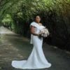 simple white wedding dress off shoulder wedding dress
